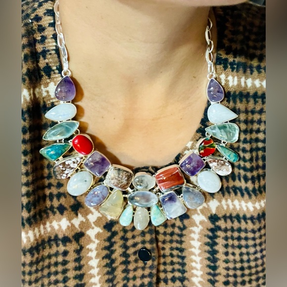 Muti-Gemstone Statement Necklace - Picture 11 of 15